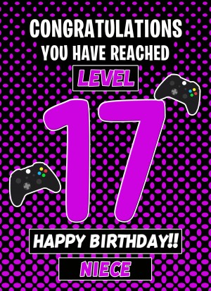 Niece 17th Birthday Card (Level Up Gamer)