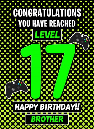 Brother 17th Birthday Card (Level Up Gamer)