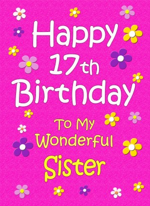 Sister 17th Birthday Card (Pink)