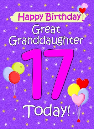 Great Granddaughter 17th Birthday Card (Lilac)