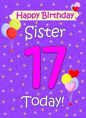Sister 17th Birthday Card (Lilac)