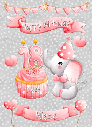 Niece 18th Birthday Card (Grey Elephant)