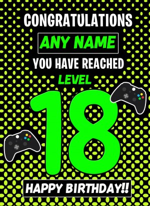 Personalised 18th Level Gamer Birthday Card (Green)