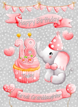 Great Granddaughter 18th Birthday Card (Grey Elephant)