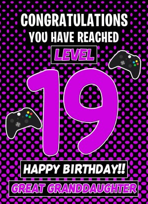 Great Granddaughter 19th Birthday Card (Level Up Gamer)
