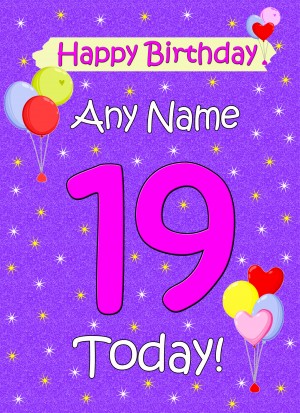 Personalised 19th Birthday Card (Lilac)