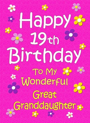 Great Granddaughter 19th Birthday Card (Pink)
