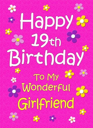 Girlfriend 19th Birthday Card (Pink)