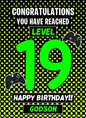 Godson 19th Birthday Card (Level Up Gamer)