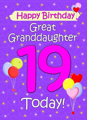 Great Granddaughter 19th Birthday Card (Lilac)