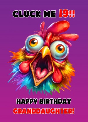 Granddaughter 19th Birthday Card (Funny Shocked Chicken Humour)