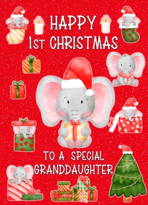 1st Christmas Card For Special Granddaughter (Red)