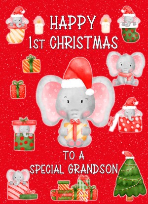 1st Christmas Card For Special Grandson (Red)