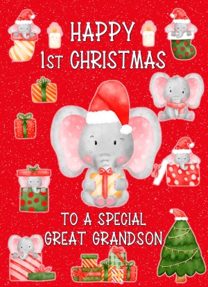 1st Christmas Card For Special Great Grandson (Red)