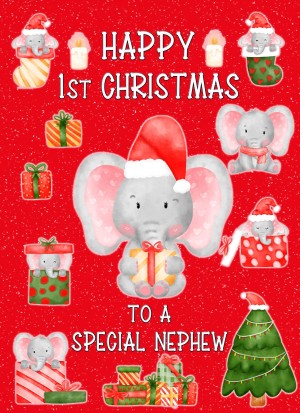 1st Christmas Card For Special Nephew (Red)