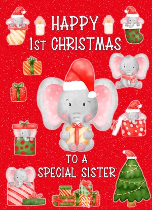1st Christmas Card For Special Sister (Red)