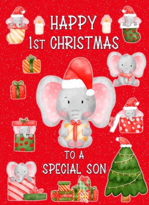 1st Christmas Card For Special Son (Red)