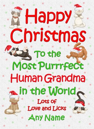 Personalised From the Cat Christmas Card (Human Grandma, White)
