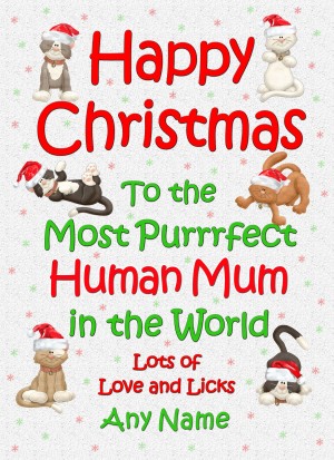 Personalised From the Cat Christmas Card (Human Mum, White)