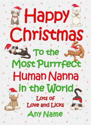 Personalised From the Cat Christmas Card (Human Nanna, White)