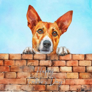 Basenji Dog Art Square Fathers Day Card