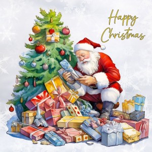 Santa Claus Art Christmas Square Card (Design 1)