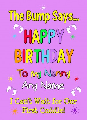 Personalised From The Bump Pregnancy Birthday Card (Nanny, Purple)