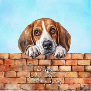 Beagle Dog Art Square Fathers Day Card
