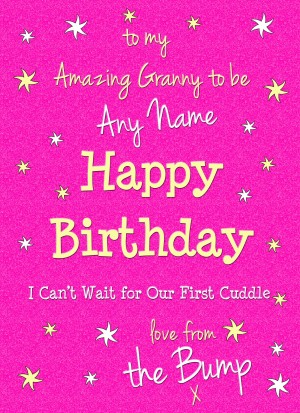 Personalised From The Bump Pregnancy Birthday Card (Granny, Cerise)