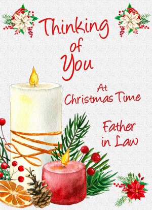 Thinking of You at Christmas Card For Father in Law (Candle)