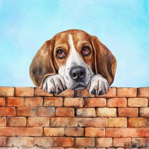 Beagle Dog Art Square Blank Greeting Card