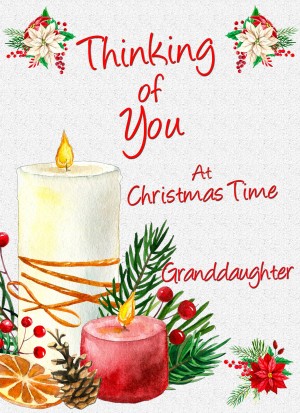 Thinking of You at Christmas Card For Granddaughter (Candle)