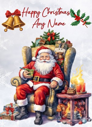Personalised Santa Claus Art Christmas Card (Design 2)