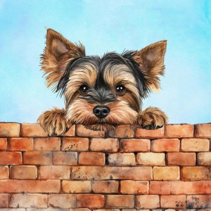 Yorkshire Terrier Dog Art Square Blank Greeting Card
