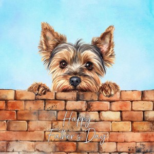 Yorkshire Terrier Dog Art Square Fathers Day Card (Design 2)