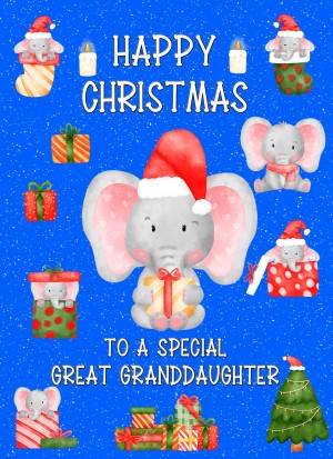 Christmas Card For Special Great Granddaughter (Blue)