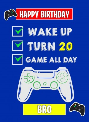 20th Level Gamer Birthday Card For Bro