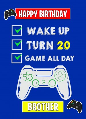 20th Level Gamer Birthday Card For Brother