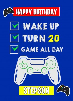 20th Level Gamer Birthday Card For Stepson