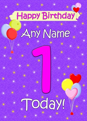 Personalised 1st Birthday Card (Lilac)