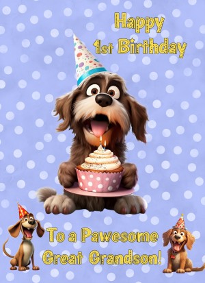 Great Grandson 1st Birthday Card (Funny Dog Humour)