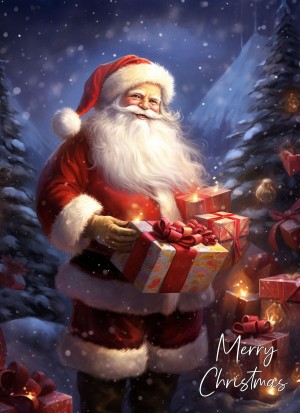 Personalised Santa Claus Art Christmas Card (Design 7)