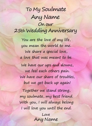 Personalised Romantic Wedding Anniversary Card (Soulmate, Any Year)
