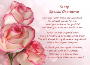 Poem Verse Greeting Card (Special Grandma, from Grandson)