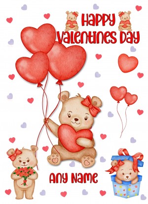 Personalised Romantic Bear Valentines Day Card