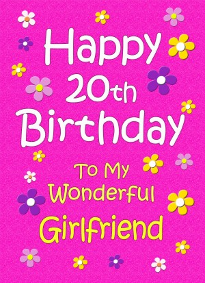 Girlfriend 20th Birthday Card (Pink)