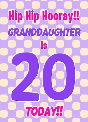 Granddaughter 20th Birthday Card (Purple Spots)