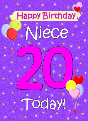 Niece 20th Birthday Card (Lilac)