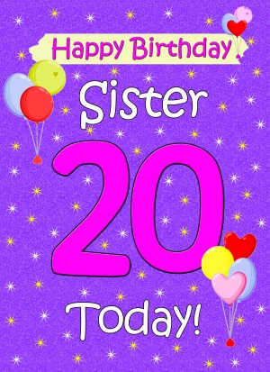 Sister 20th Birthday Card (Lilac)