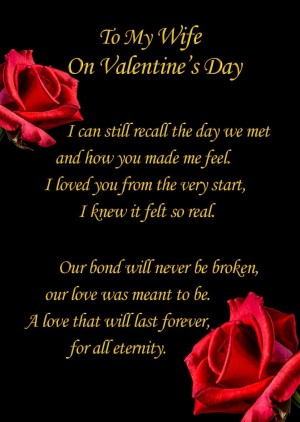 Valentines Day 'Wife' Verse Poem Greeting Card